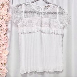 New Anthropologie Free Generation pleated lace top medium